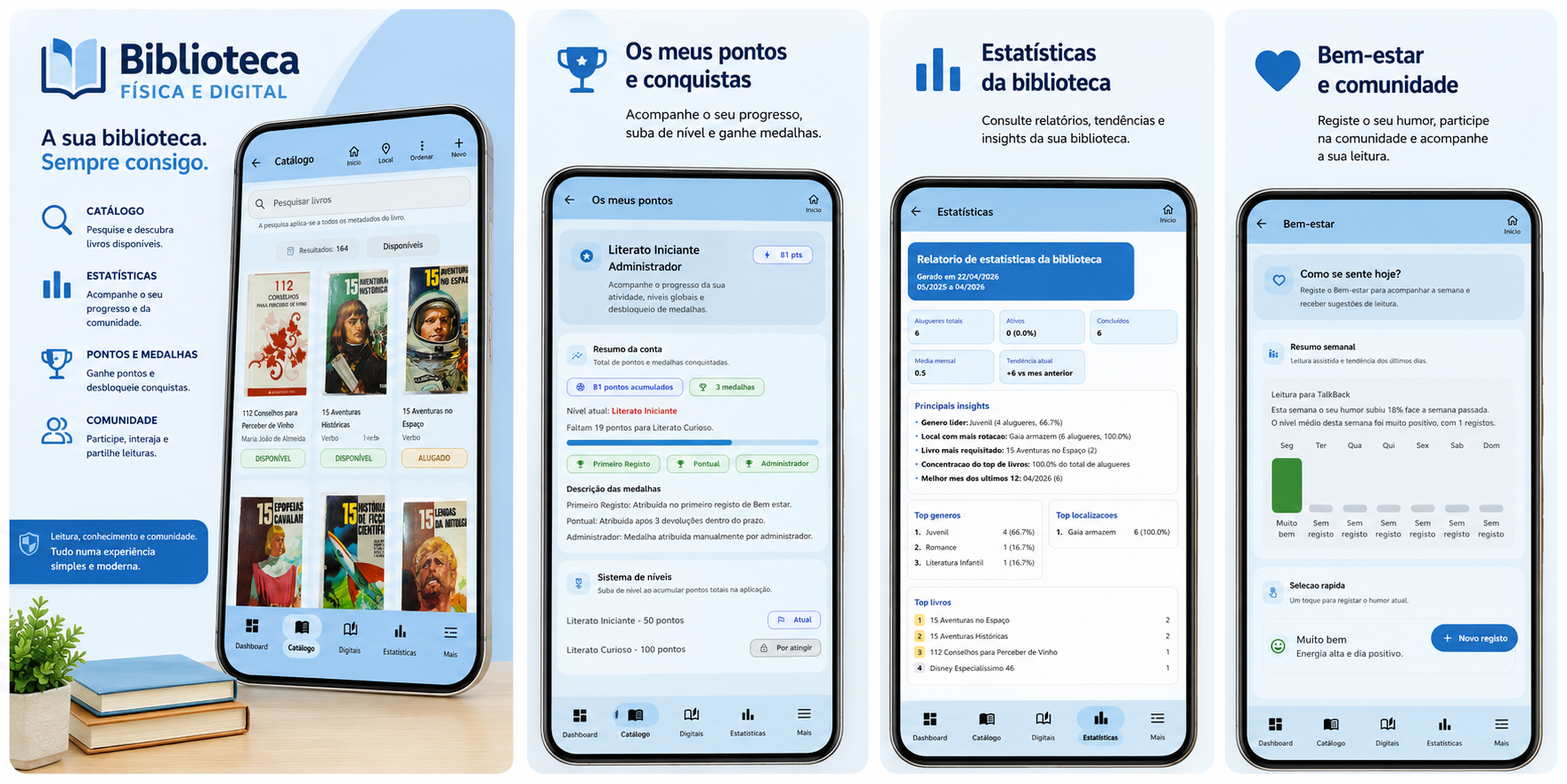 Ecr&atilde; da aplica&ccedil;&atilde;o Biblioteca Comunit&aacute;ria